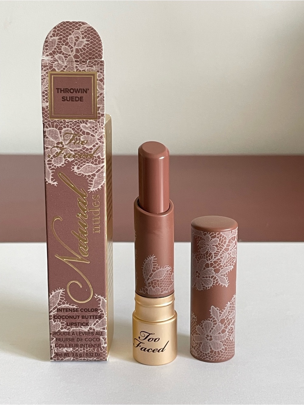 Too faced Natural Nudes Intense Color Coconut Butter Lipstick-Throwin’ suede